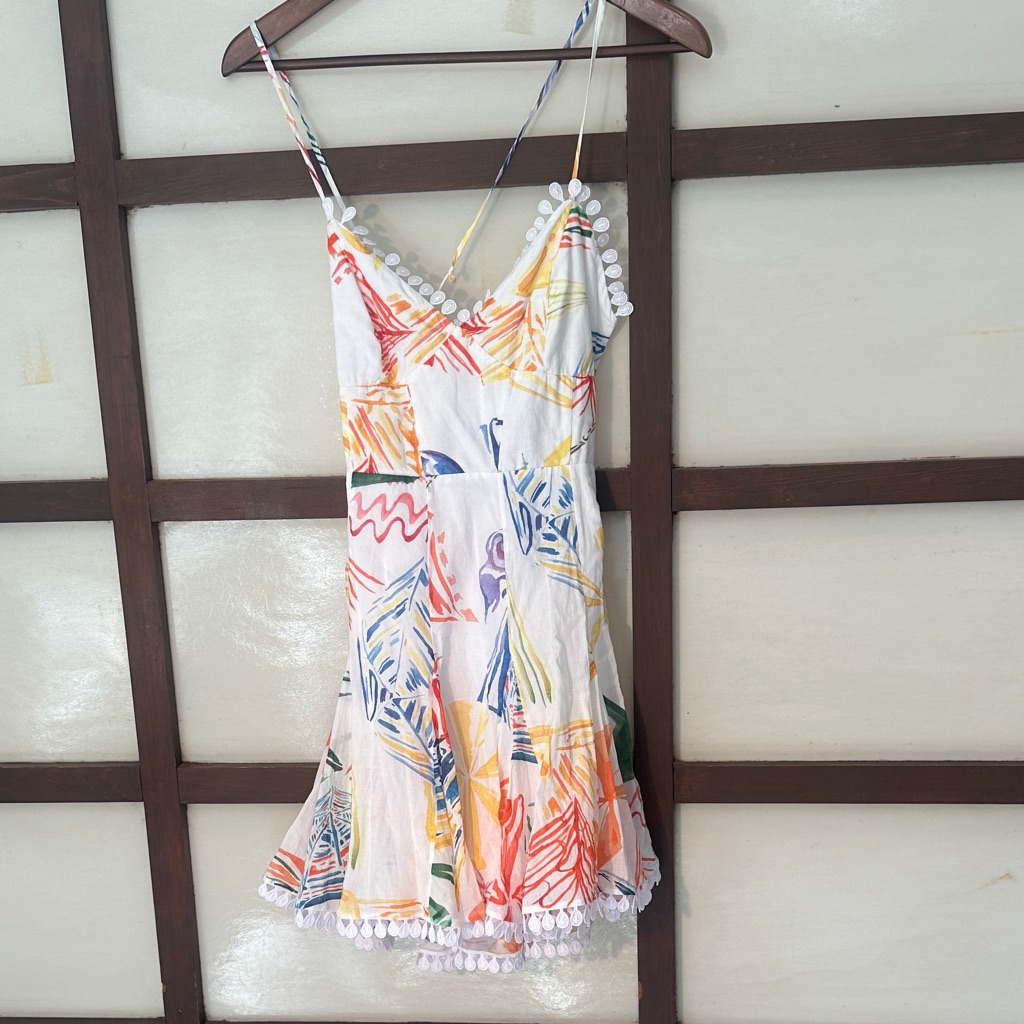Charo Ruiz White Multicolor Printed Midi Dress